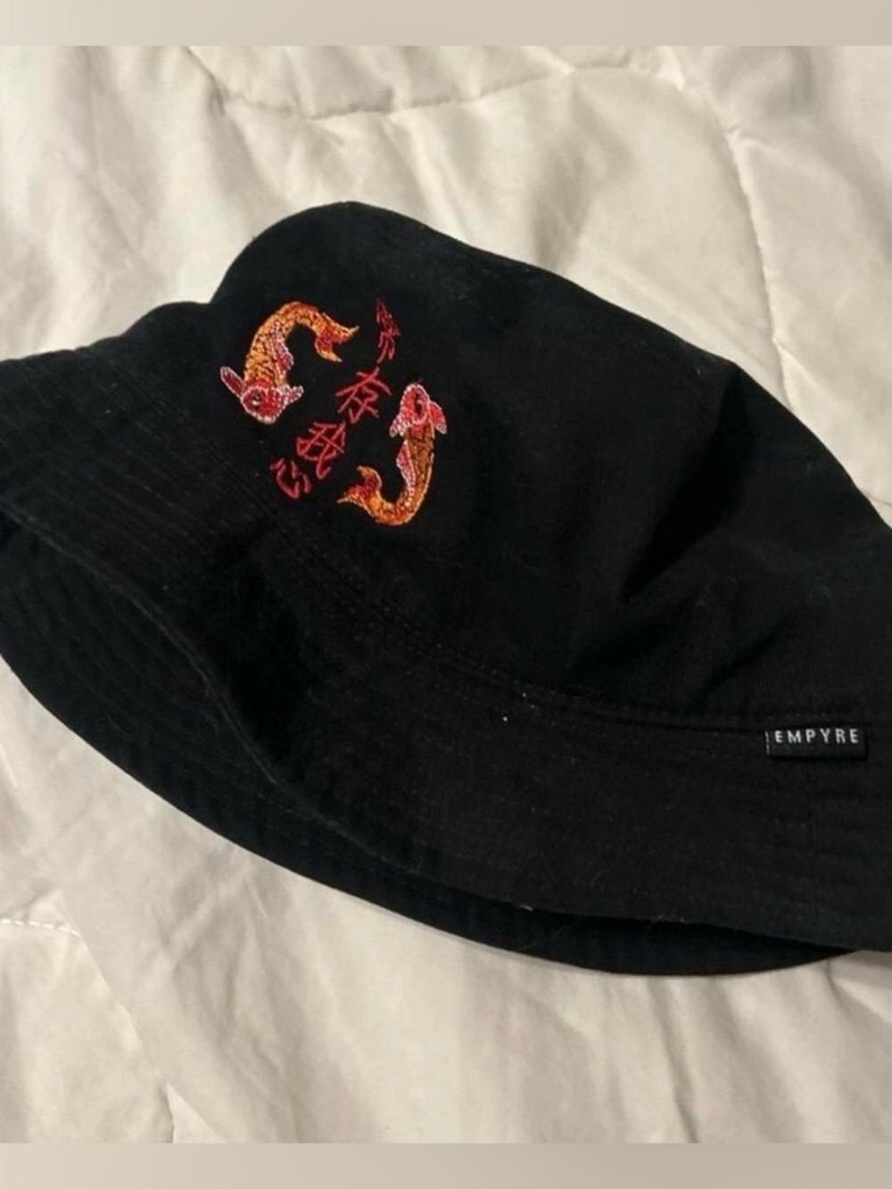 Empyre Bucket Hat, skater brand, embroidered koi fish design